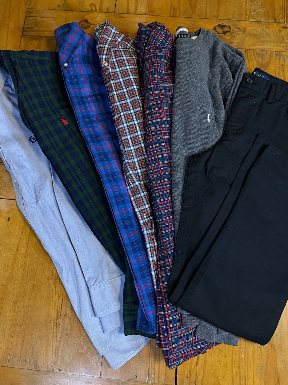 Polo Ralph Lauren Boys 14/16 Lot 7 Shirts Thermal Pullover Black Pants Preppy